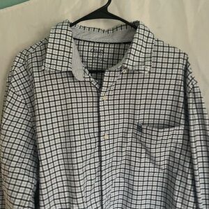 Blue and White Plaid Button-Up Shirtless